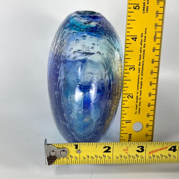 Margies Garden Vase Blue Creative Arts Hand Blown Artisan Westlake Village Cal - Picture 11 of 12